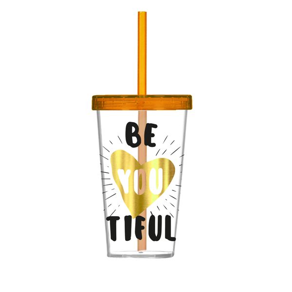 Склянка з трубочкою HEREVIN GOLD BE YOU