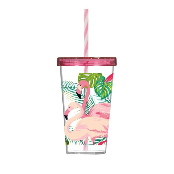 Склянка з трубочкою HEREVIN FLAMINGO P